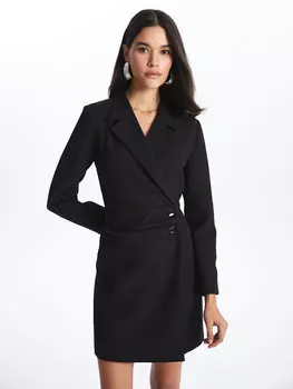 Прямое женское платье-жакет с двубортным воротником и длинными рукавами LCW Casual