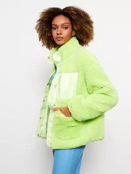 Прямое женское плюшевое пальто с воротником-стойкой и длинным рукавом LCW Casual