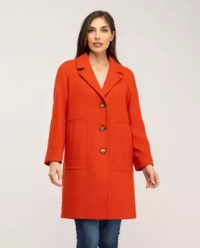 Прямое женское тканевое пальто с рукавами-реглан и воротником с лацканами Fsh, оранжевый