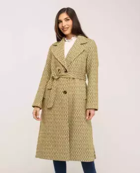 Прямое женское тканевое пальто с широкими плечами и разрезами по бокам Fsh, светло-зеленый