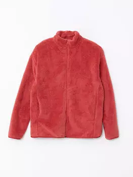 Прямой флисовый женский спортивный кардиган с воротником-стойкой и длинными рукавами LC Waikiki Basic