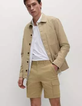 Прямой крой, эластичные шорты-карго Marks & Spencer, цвет Toffee