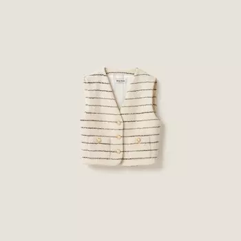 Прямой кудрявый шерстяной кардиган Miu Miu, белый