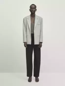 Прямой открытый блейзер - ателье Massimo Dutti, серый