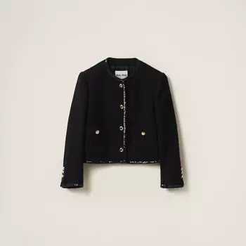Прямой твидовый жакет Miu Miu, черный