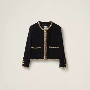 Прямой твидовый жакет Miu Miu, черный