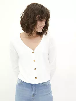 Прямой женский кардиган с V-образным вырезом и длинными рукавами LCW Casual