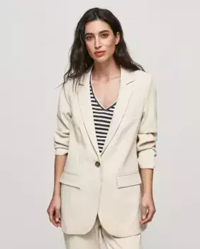 Прямой женский пиджак на пуговице Object, бежевый