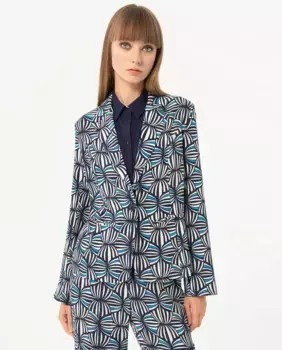 Прямой женский пиджак с принтом Surkana, темно-синий