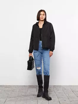 Прямой женский плащ с капюшоном и длинными рукавами LCW Casual