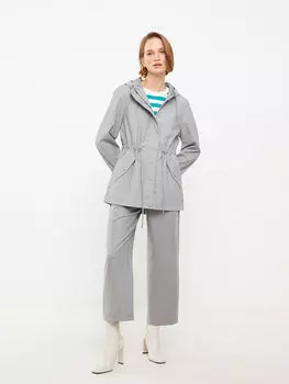 Прямой женский плащ с капюшоном и длинными рукавами LCWAIKIKI Classic