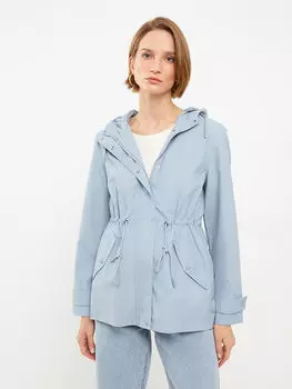 Прямой женский плащ с капюшоном и длинными рукавами LCWAIKIKI Classic