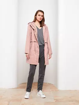 Прямой женский плащ с капюшоном и длинными рукавами LCWAIKIKI Classic