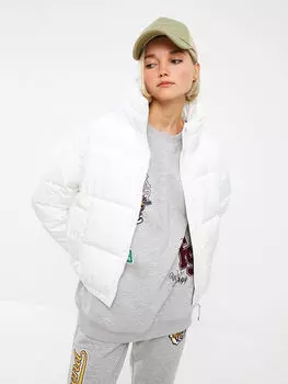 Прямой женский пуховик с воротником-стойкой и длинным рукавом LCW Casual
