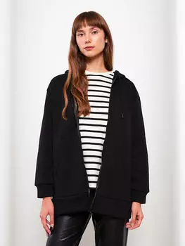 Прямой женский спортивный кардиган большого размера с капюшоном и длинными рукавами LCW Modest