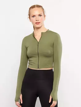 Прямой женский спортивный кардиган с воротником-стойкой и длинными рукавами Xside