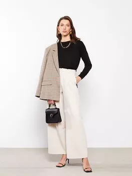 Прямой женский свитер с круглым вырезом и длинными рукавами LC Waikiki Basic