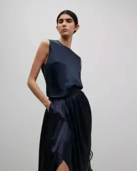 Прямой женский топ темно-синего цвета Adolfo Dominguez, темно-синий