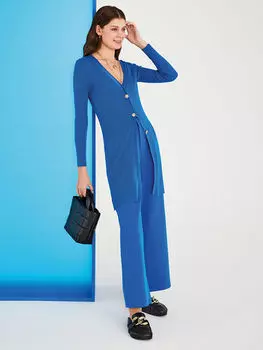 Прямой женский трикотажный кардиган с v-образным вырезом и длинными рукавами LCW Casual