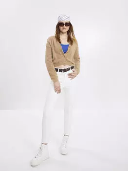 Прямой женский трикотажный кардиган с v-образным вырезом и длинными рукавами Xside