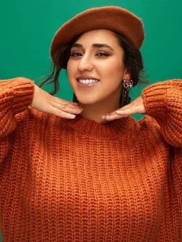 Прямой женский трикотажный свитер с круглым вырезом и длинными рукавами LCW Casual