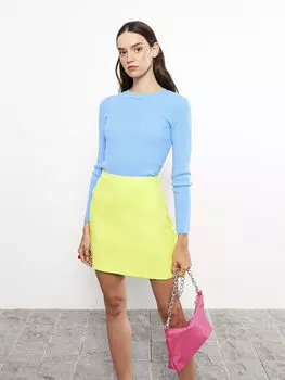 Прямой женский трикотажный свитер с круглым вырезом и длинными рукавами LCW Casual