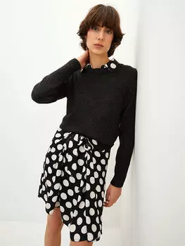 Прямой женский трикотажный свитер с круглым вырезом и длинными рукавами LCW Vision