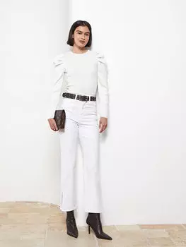 Прямой женский трикотажный свитер с круглым вырезом и длинными рукавами LCW Vision