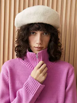 Прямой женский трикотажный свитер с воротником-стойкой и длинным рукавом LCW Casual