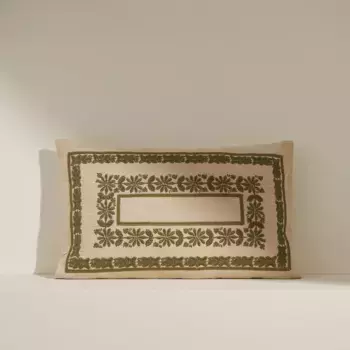 Прямоугольная декоративная подушка с вышивкой желудей El Corte Ingls, зеленый