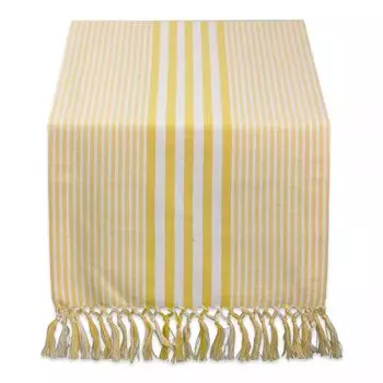 Прямоугольная настольная дорожка в полоску с желтыми и белыми полосками для дома размером 14 x 72 дюйма