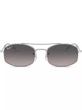 Прямоугольная оправа с логотипом Солнцезащитные очки Ray-Ban, серебристые