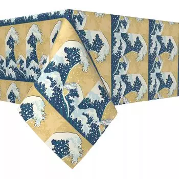 Прямоугольная скатерть, 100% хлопок, 52х120 дюймов, японская волнистая роспись.