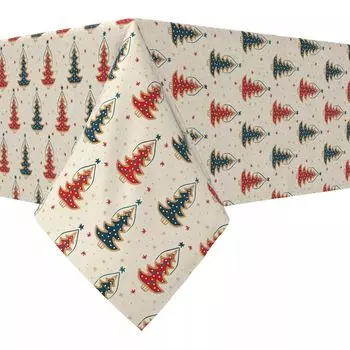 Прямоугольная скатерть, 100 % хлопок, 52х84 дюйма, нарисованные вручную рождественские елки.
