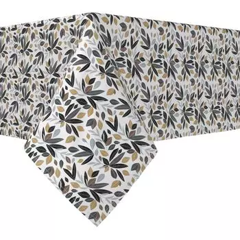 Прямоугольная скатерть, 100 % хлопок, 52x104 дюйма, натуральные листья и ветки.