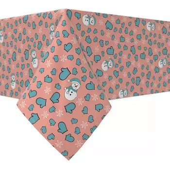 Прямоугольная скатерть, 100 % хлопок, 52x104 дюйма, милые зимние снеговики и варежки.