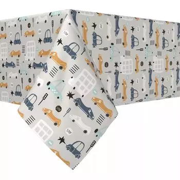 Прямоугольная скатерть, 100% хлопок, 52x104 дюйма, Doodle Cars