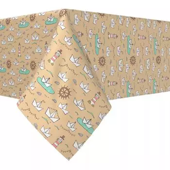Прямоугольная скатерть, 100 % хлопок, 52x104 дюйма, рисунок морского каракуля.