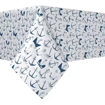 Прямоугольная скатерть, 100 % хлопок, 52x104 дюйма, морские якоря.