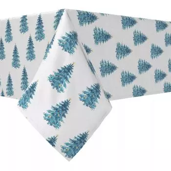 Прямоугольная скатерть, 100% хлопок, 52x104 дюйма, акварельные елки.
