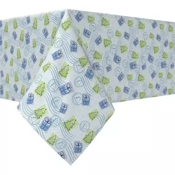 Прямоугольная скатерть, 100 % хлопок, 52x104 дюйма, праздничные почтовые марки