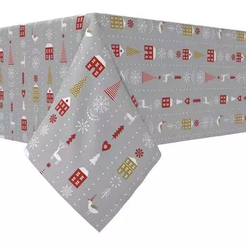 Прямоугольная скатерть, 100% хлопок, 52x120 дюймов, стилизованный рождественский узор.