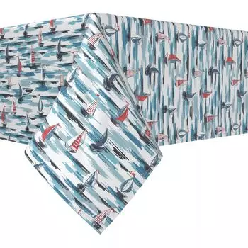 Прямоугольная скатерть, 100% хлопок, 52x120 дюймов Парусники с мазком кисти