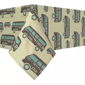 Прямоугольная скатерть, 100 % хлопок, 52x120 дюймов, Vintage Lets Travel