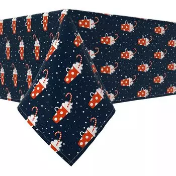 Прямоугольная скатерть, 100 % хлопок, 52x120 дюймов, кружки для горячего какао в горошек