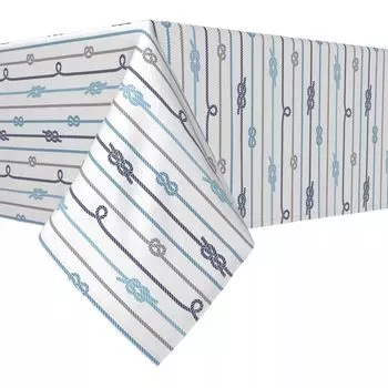 Прямоугольная скатерть, 100 % хлопок, 52x120 дюймов, полоска с морским узлом из веревки