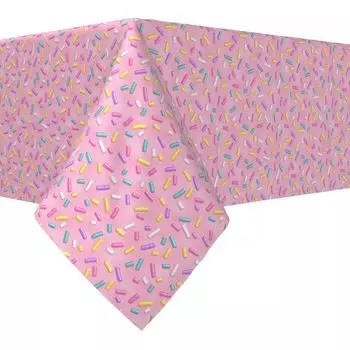 Прямоугольная скатерть, 100% хлопок, 52x84 дюйма, Rainbow Sprinkles Pink