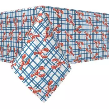 Прямоугольная скатерть, 100 % хлопок, 52x84 дюйма, клетка для пикника с лобстером