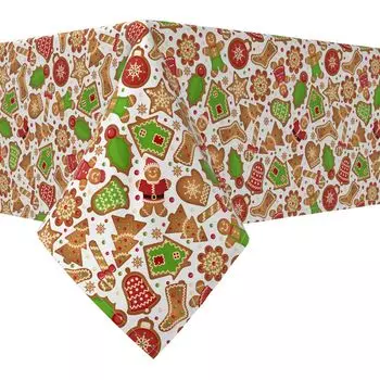 Прямоугольная скатерть, 100 % хлопок, 52x84 дюйма, рождественское печенье.