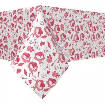 Прямоугольная скатерть, 100 % хлопок, 52x84 дюйма, розовый цветочный дизайн.